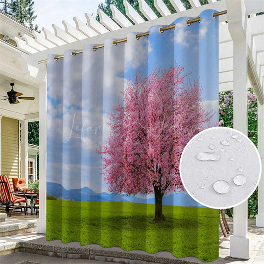 Lofaris Sakura Tree Waterproof Spring Outdoor Curtains For Patio
