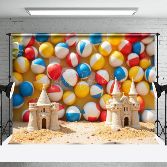 Lofaris Sand Castle Beach Volleyball Wall Cake Smash Backdrop
