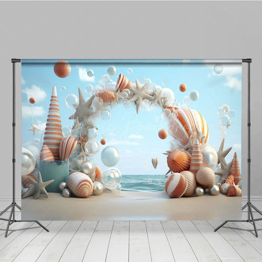 Lofaris Sandy Beach Arch Coastal Cake Smash Photo Backdrop