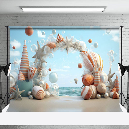 Lofaris Sandy Beach Arch Coastal Cake Smash Photo Backdrop