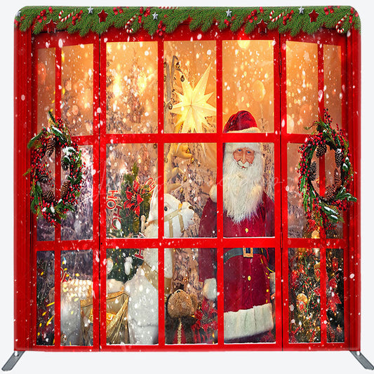 Lofaris Santa Beside The Window Christmas Square Backdrop