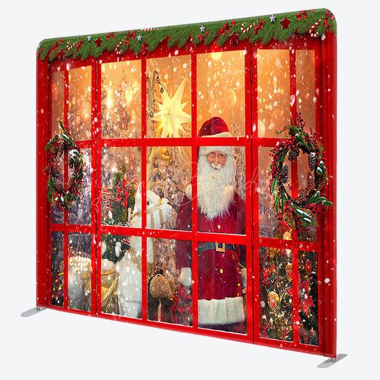 Lofaris Santa Beside The Window Christmas Square Backdrop