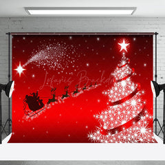 Lofaris Santa Reindeer Snowy Christmas Night Party Backdrop