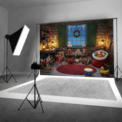 Lofaris Santa Workshop Backdrop Toy Maker Room with Workbench Christmas Window Scene Holiday Photography Props