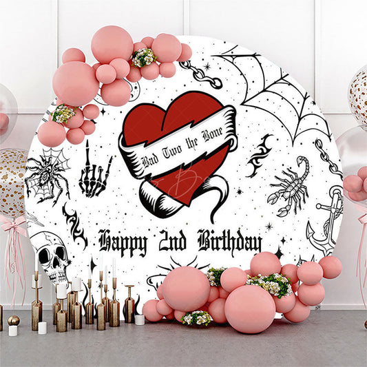 Lofaris Scary Halloween Bad Two Bone Round Birthday Backdrop