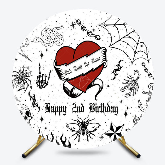 Lofaris Scary Halloween Bad Two Bone Round Birthday Backdrop
