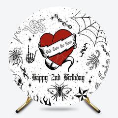 Lofaris Scary Halloween Bad Two Bone Round Birthday Backdrop