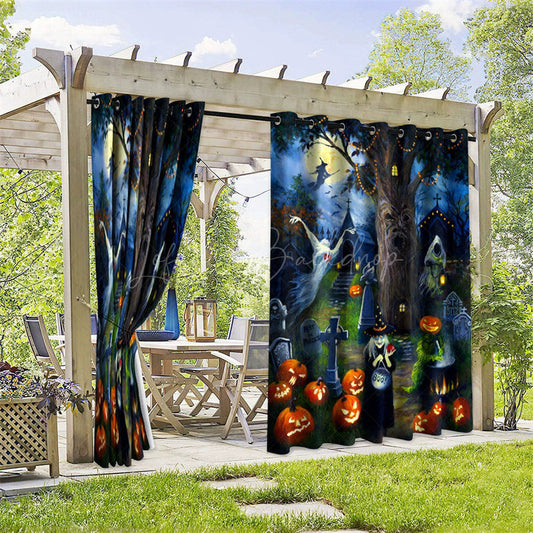 Lofaris Scary Halloween Waterproof Printed Outdoor Curtains