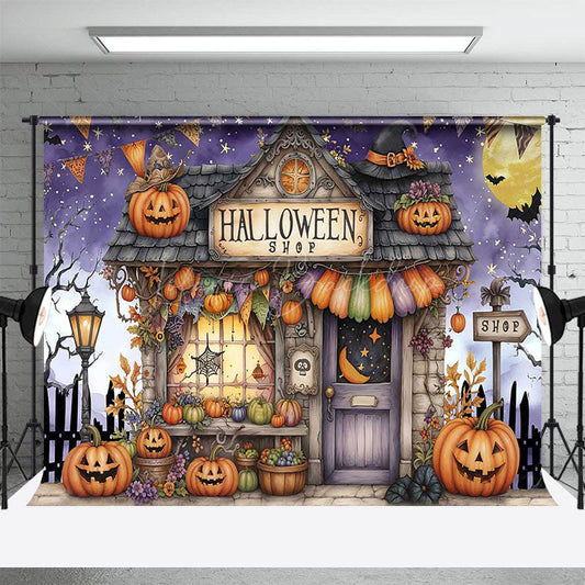 Lofaris Scary Pumpkin Cabin Happy Halloween Photo Backdrop