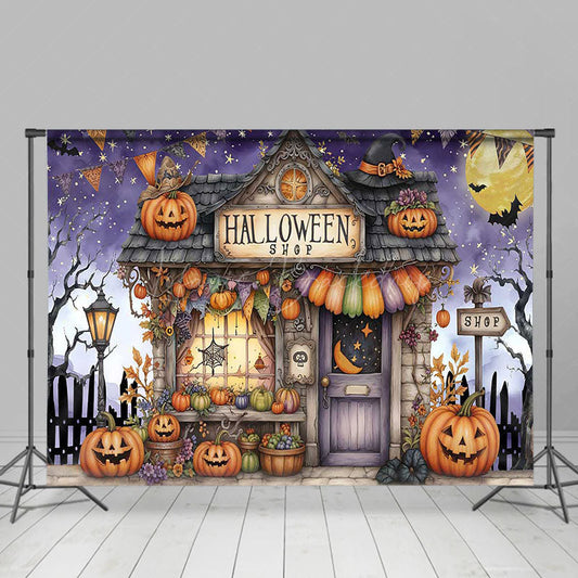 Lofaris Scary Pumpkin Cabin Happy Halloween Photo Backdrop