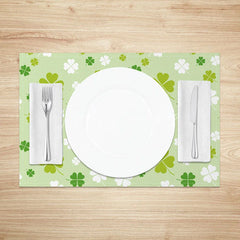 Lofaris Scattered Shamrock Pattern Set of 4 Placemats St. Patricks Day Green and White Clover Table Mats