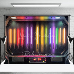 Lofaris Sci-fi Lightsaber Collection Backdrop Neon Rainbow Laser Sword Galaxay Space Theme Futuristic Studio Background