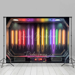 Lofaris Sci-fi Lightsaber Collection Backdrop Neon Rainbow Laser Sword Galaxay Space Theme Futuristic Studio Background