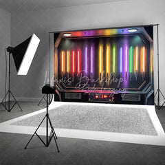 Lofaris Sci-fi Lightsaber Collection Backdrop Neon Rainbow Laser Sword Galaxay Space Theme Futuristic Studio Background