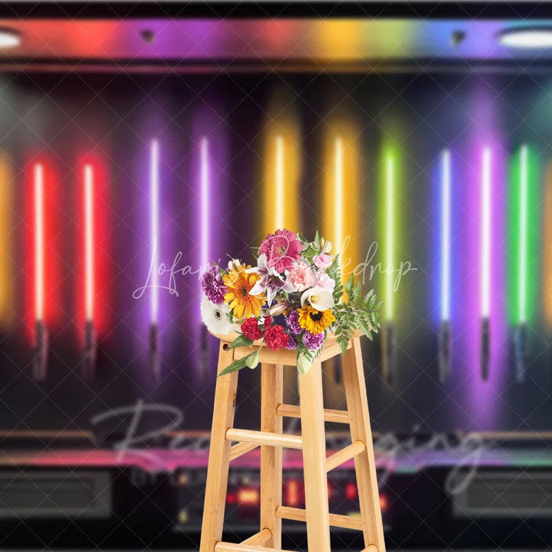 Lofaris Sci-fi Lightsaber Collection Backdrop Neon Rainbow Laser Sword Galaxay Space Theme Futuristic Studio Background