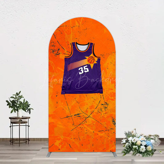 Lofaris Scratched Orange Purple Jersey Sports Arch Backdrop
