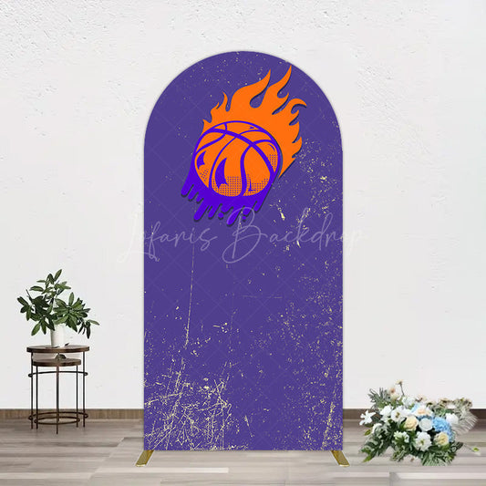 Lofaris Scratched Purple Hot Basketball Sport Arch Backdrop