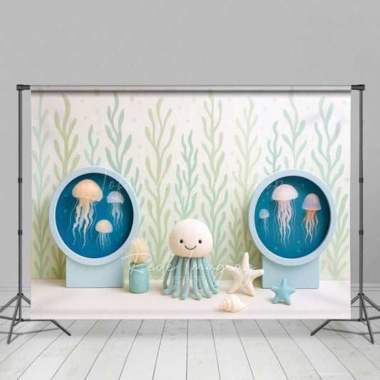 Lofaris Seaweed Jellyfish Under The Sea Cake Smash Backdrop