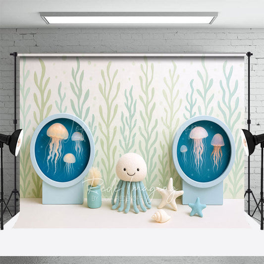 Lofaris Seaweed Jellyfish Under The Sea Cake Smash Backdrop
