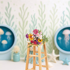 Lofaris Seaweed Jellyfish Under The Sea Cake Smash Backdrop