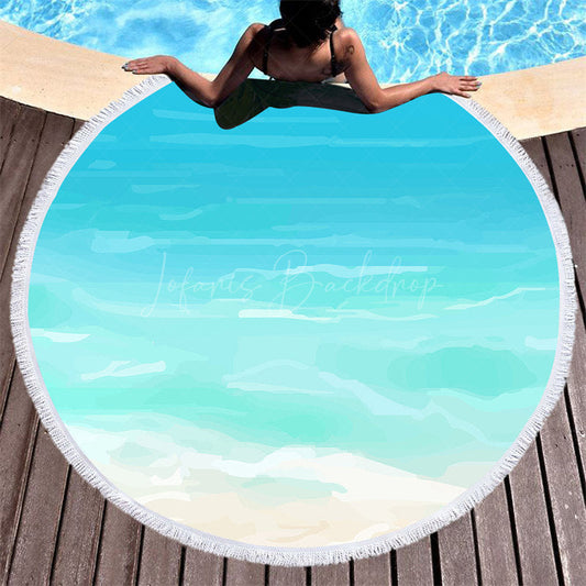 Lofaris Serene Poolside?Scene Yellow Sand Round Beach Towel