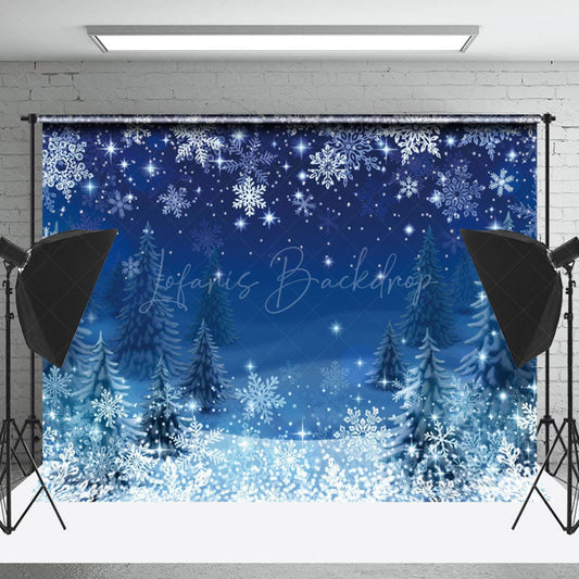 Lofaris Serene Winter Landscape Blue Twilight Night Backdrop