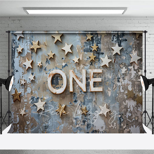 Lofaris Shabby Blue Wall First Birthday Cake Smash Backdrop