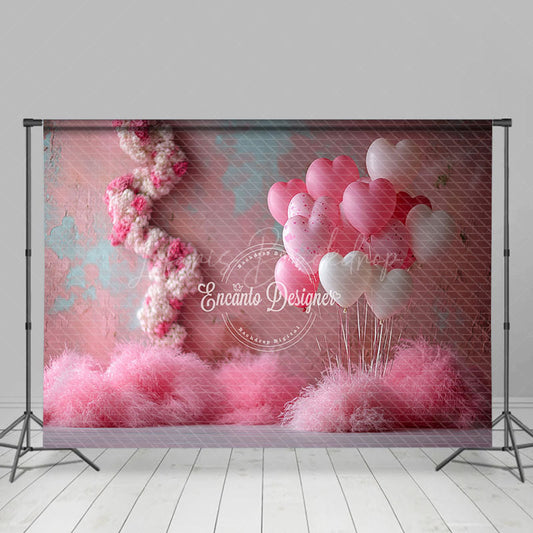 Lofaris Shabby Pink Wall Boho Feather Balloons Backdrop