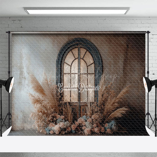 Lofaris Shabby Wall Door Boho Floral Reed Wedding Backdrop