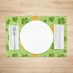 Lofaris Shamrocks and Golden Coins Set of 4 Placemats St. Patricks Day Lucky Clover Green Dining Table Mats