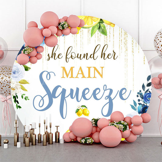Lofaris She Found Her Main Squeeze Round Wedding Backdrop