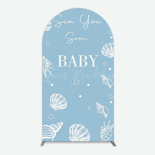 Lofaris Shell Blue Sea You Soon Baby Shower Arch Backdrop