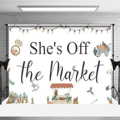 Lofaris She’s Off the Market Bridal Shower Backdrop Rustic Farmer’s Theme Engagement Party Photo Booth Decor