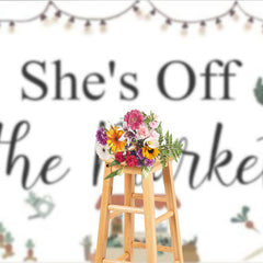 Lofaris She’s Off the Market Bridal Shower Backdrop Rustic Farmer’s Theme Engagement Party Photo Booth Decor