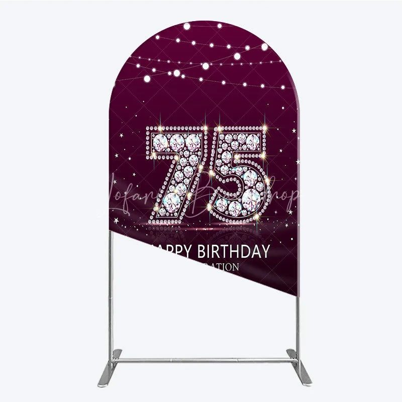 Lofaris Shimmering Purple Diamond 75th Happy Birthday Celebration Arch Backdrop Kit Elegant Party Decor