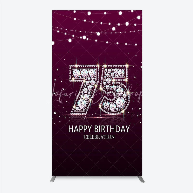 Lofaris Shimmering Purple Diamond 75th Happy Birthday Celebration Rectangle Backdrop Kit Elegant Party Decor