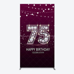 Lofaris Shimmering Purple Diamond 75th Happy Birthday Celebration Rectangle Backdrop Kit Elegant Party Decor