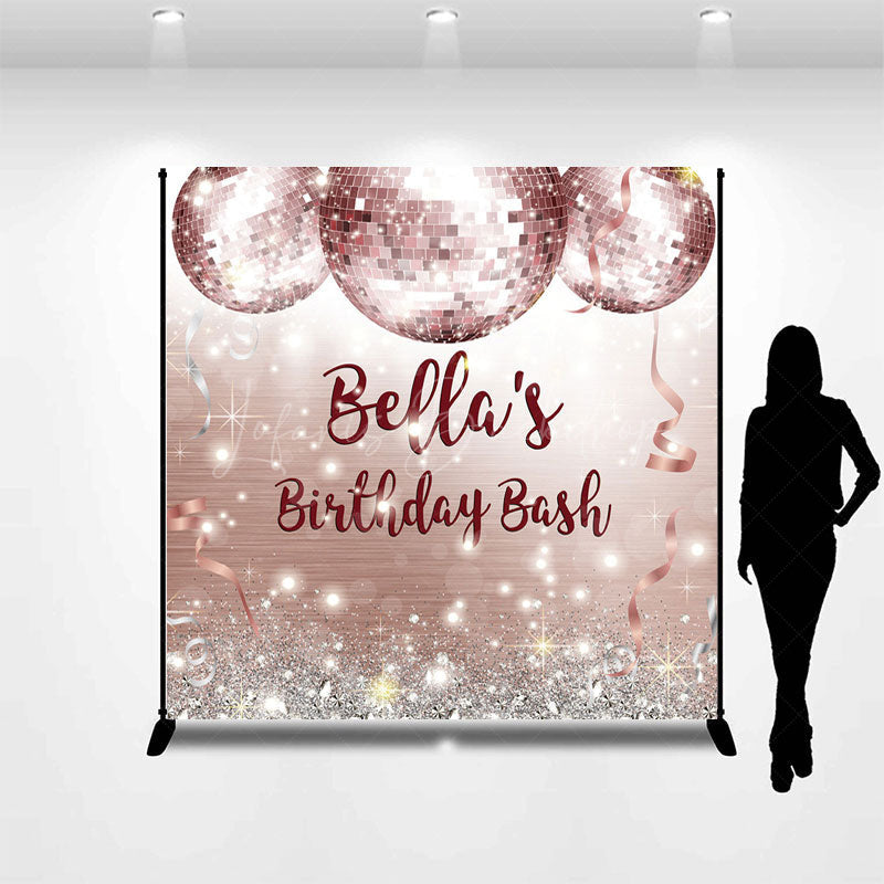 Lofaris Shiny Disco Ball Glitter Custom Birthday Backdrop