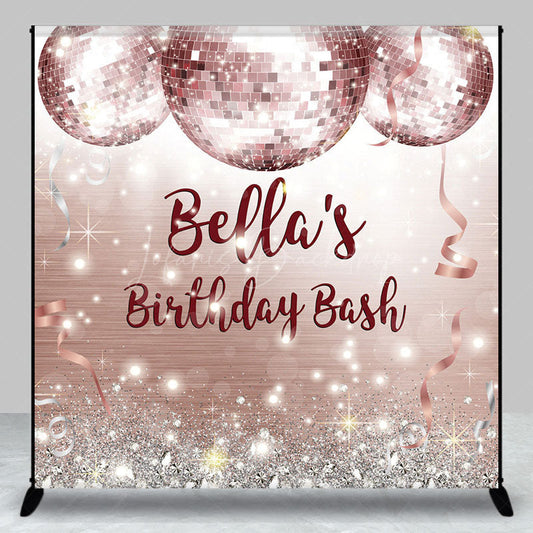 Lofaris Shiny Disco Ball Glitter Custom Birthday Backdrop