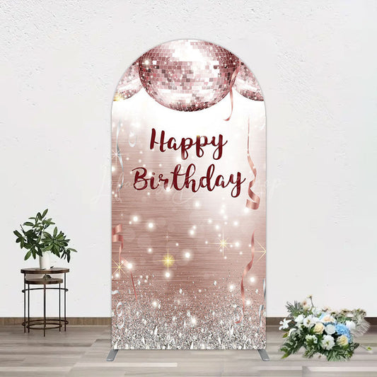 Lofaris Shiny Disco Balls Glitter Birthday Arch Backdrop