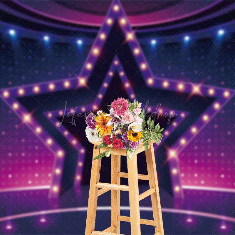 Lofaris Shiny Star Lights Dance Stage Photography Backdrop