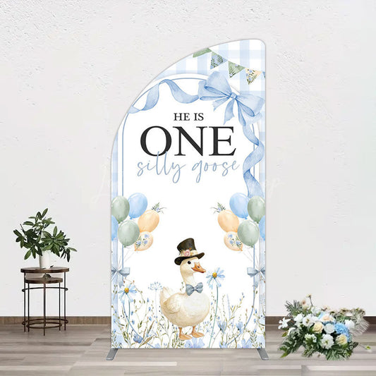 Lofaris Silly Goose Balloon Bow First Birthday Half Moon Arch Backdrop