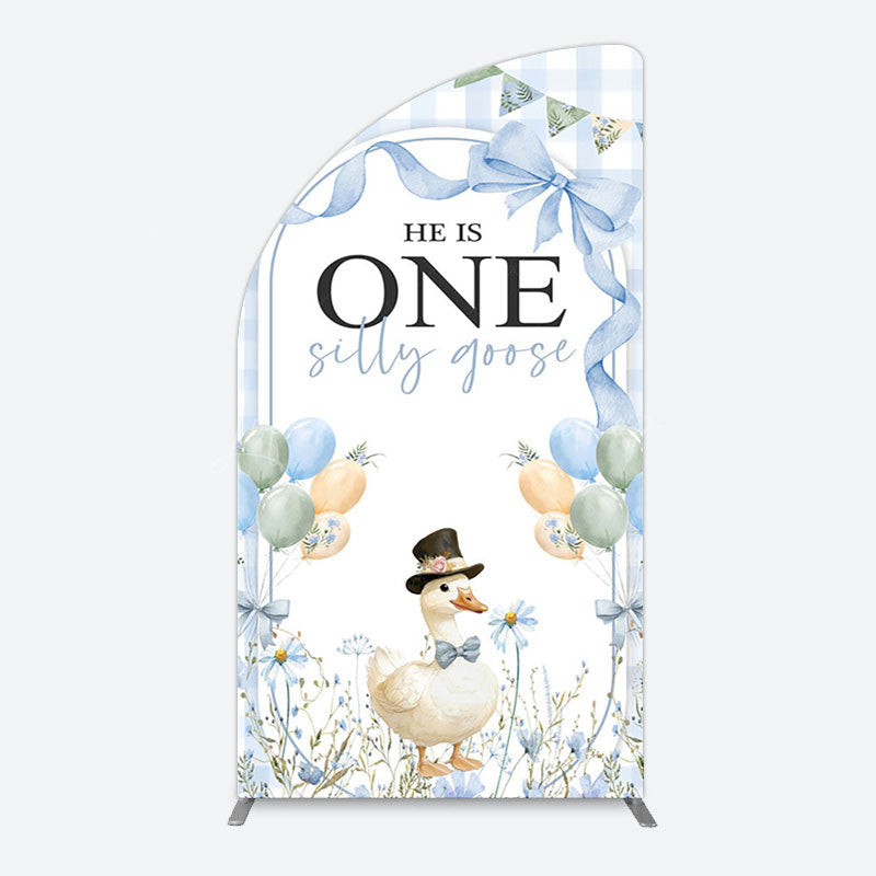 Lofaris Silly Goose Balloon Bow First Birthday Half Moon Arch Backdrop
