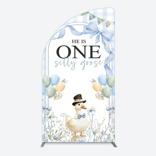 Lofaris Silly Goose Balloon Bow First Birthday Half Moon Arch Backdrop