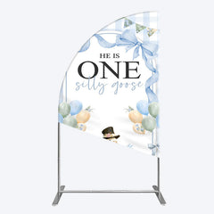 Lofaris Silly Goose Balloon Bow First Birthday Half Moon Arch Backdrop