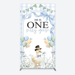 Lofaris Silly Goose Balloon Bow First Birthday Rectangle Backdrop
