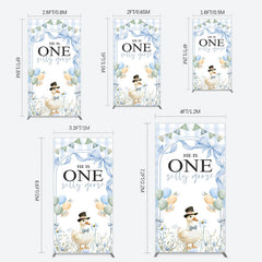 Lofaris Silly Goose Balloon Bow First Birthday Rectangle Backdrop
