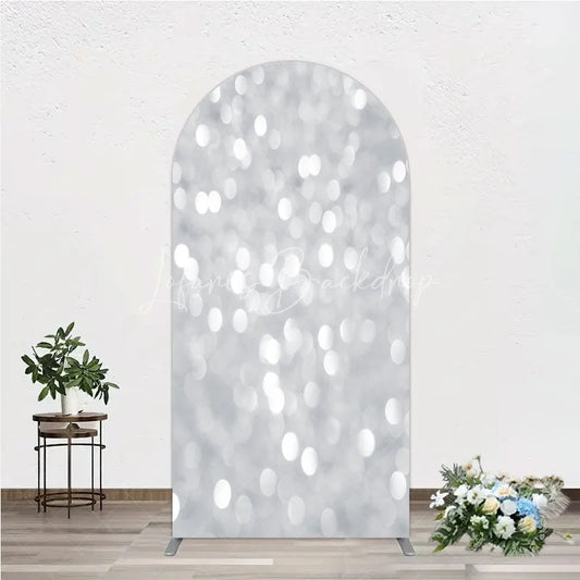 Lofaris Silver Bokeh Arch Backdrop Glittery Spots Abstract Background Wedding Birthday Party Cover Decoration