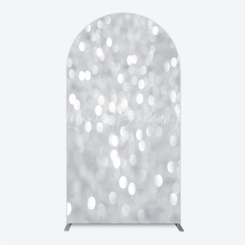 Lofaris Silver Bokeh Arch Backdrop Glittery Spots Abstract Background Wedding Birthday Party Cover Decoration