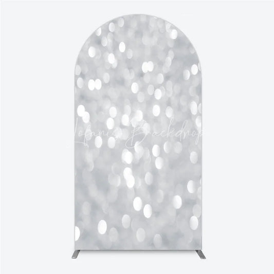 Lofaris Silver Bokeh Arch Backdrop Glittery Spots Abstract Background Wedding Birthday Party Cover Decoration